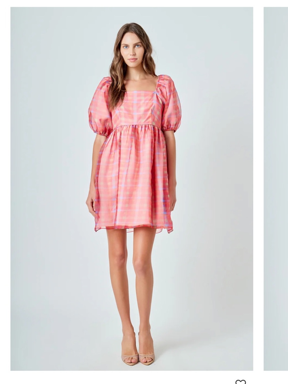 NWOT Endless Rose Checker Puff Mini Dress Size Medium